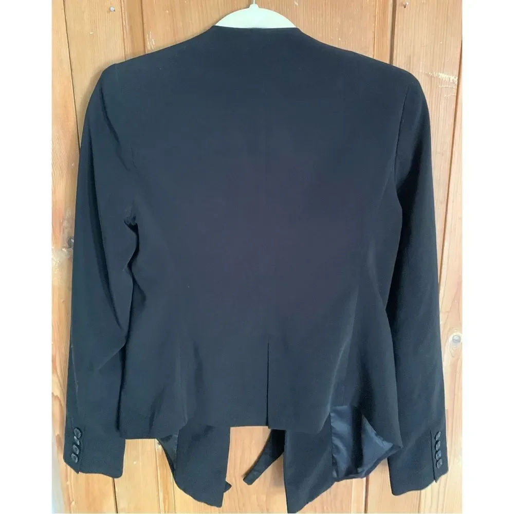 Alice + Olivia black long draped collar tuxedo style blazer